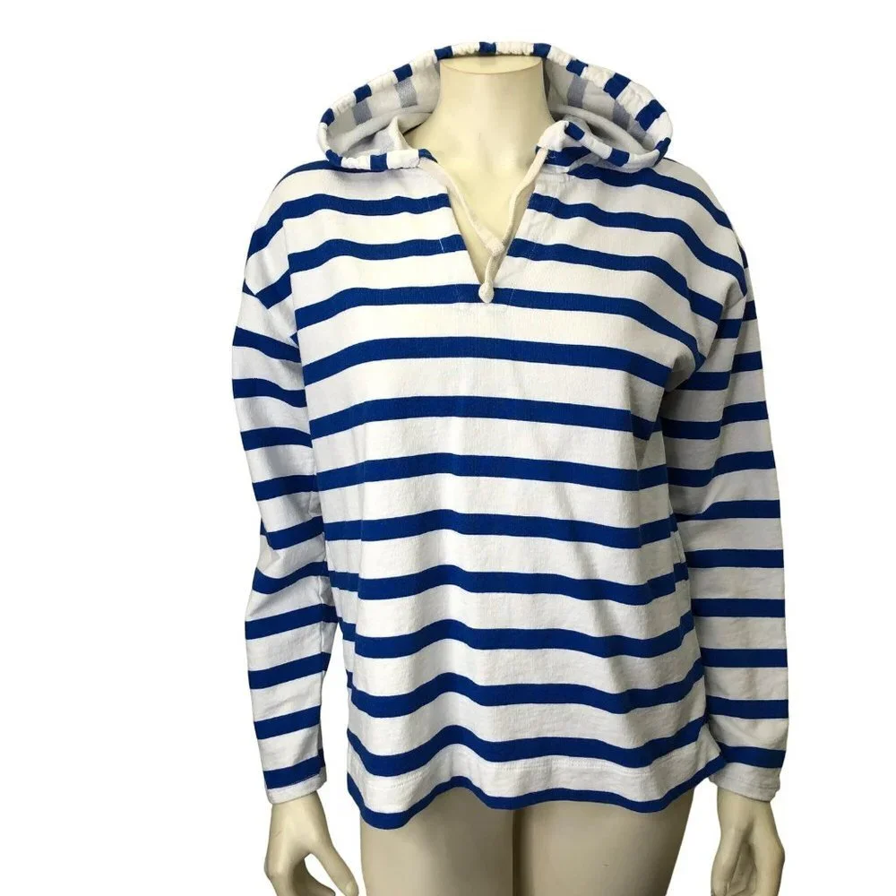J CREW‎ WOMEN  STRIPE HOODED SWEATSHIRT MD